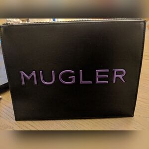 Mugler Black Pouch with Purple Logo Embossing